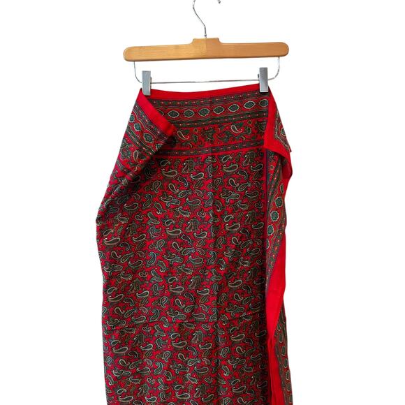 Vintage Large Red Paisley Print Scarf - Picture 1 of 5